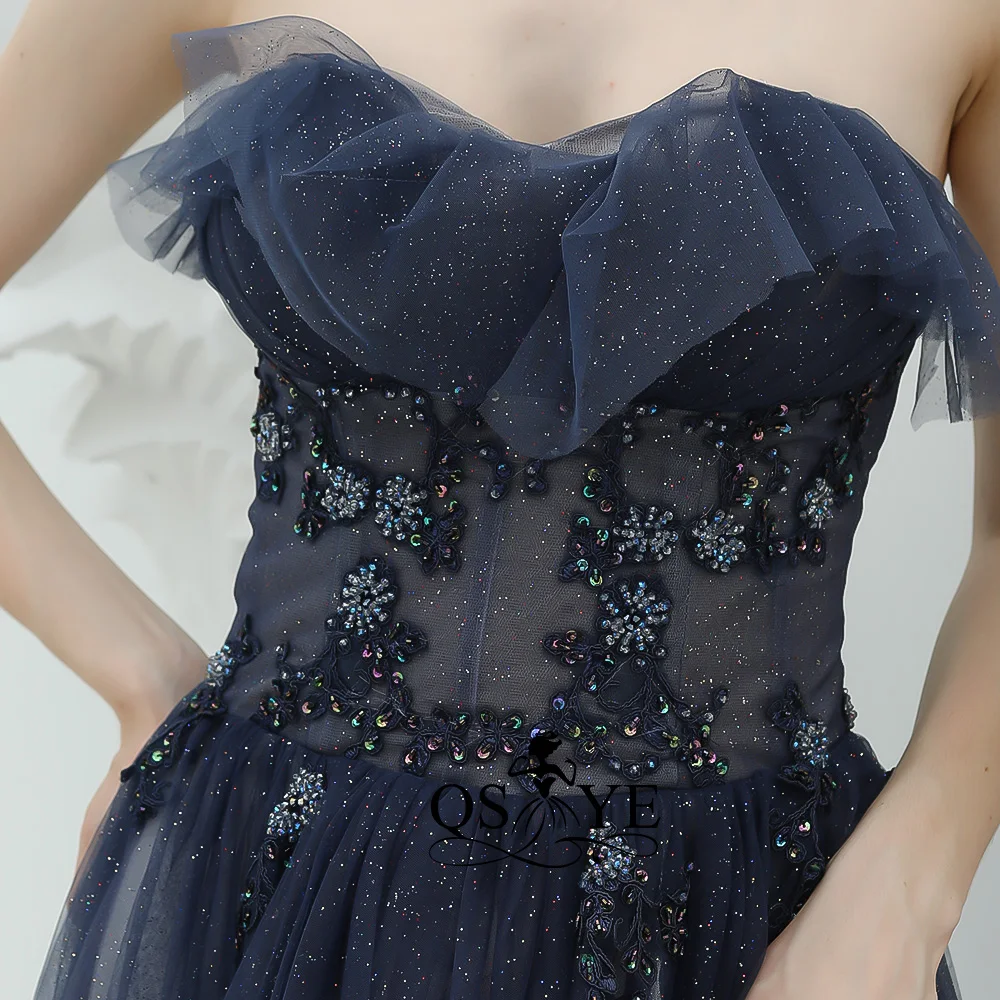 QSYYE ever pretty Длинные Выпускные платья Тюль возлюбленная vestidos largos украшенное бисером с длиной до пола формальное вечернее платье вечерние платья