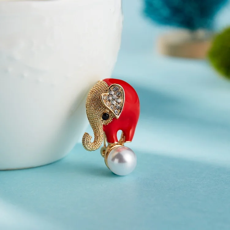 Новинка Модная креативная брошь в виде слона жемчуга стразы украшение на грудь