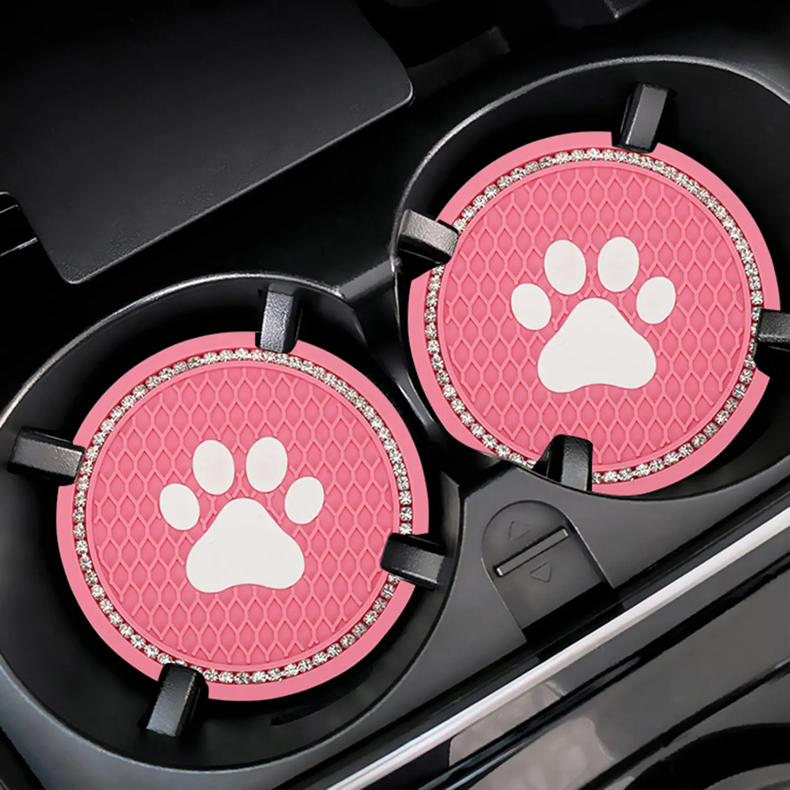 

Car Cup Holder Coasters Water Cup Bottle Holder Anti-slip Pad Mat Silica Gel For Interior Decoration Car Styling Cartoon Dog Paw