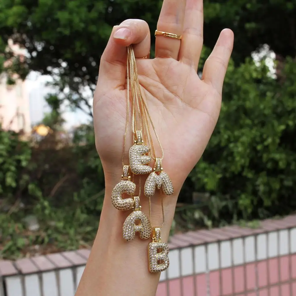 Мода 26 букв пользовательское имя пузырь CZ ожерелье и кулон Шарм для мужчин женщин