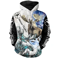 new design fashion men hoodie moose hunter 3d printed harajuku sweatshirt unisex casual pullover tops