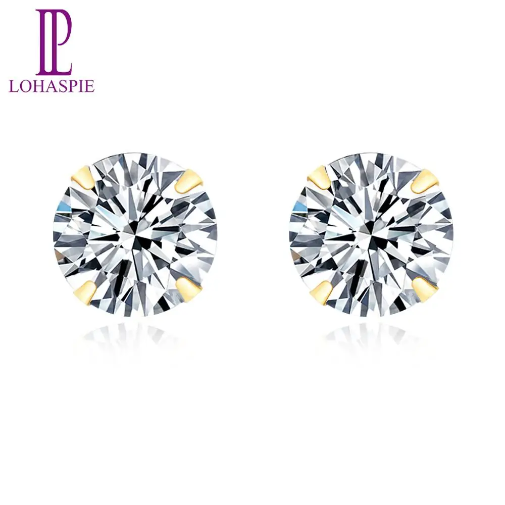 LP 4 8 карат серьги с цирконием кубической огранки 9K желтое золото зубец Набор