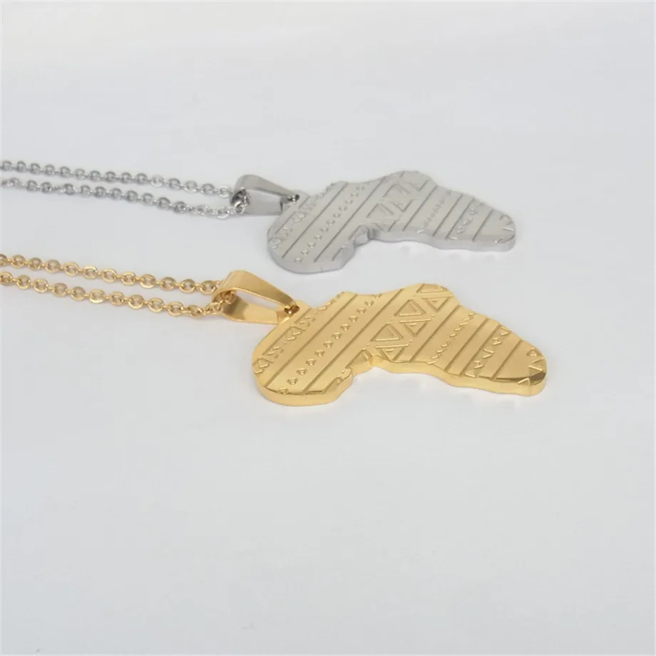 Африканское ожерелье золотого цвета Африканская Карта кулон и цепочка хип-хоп