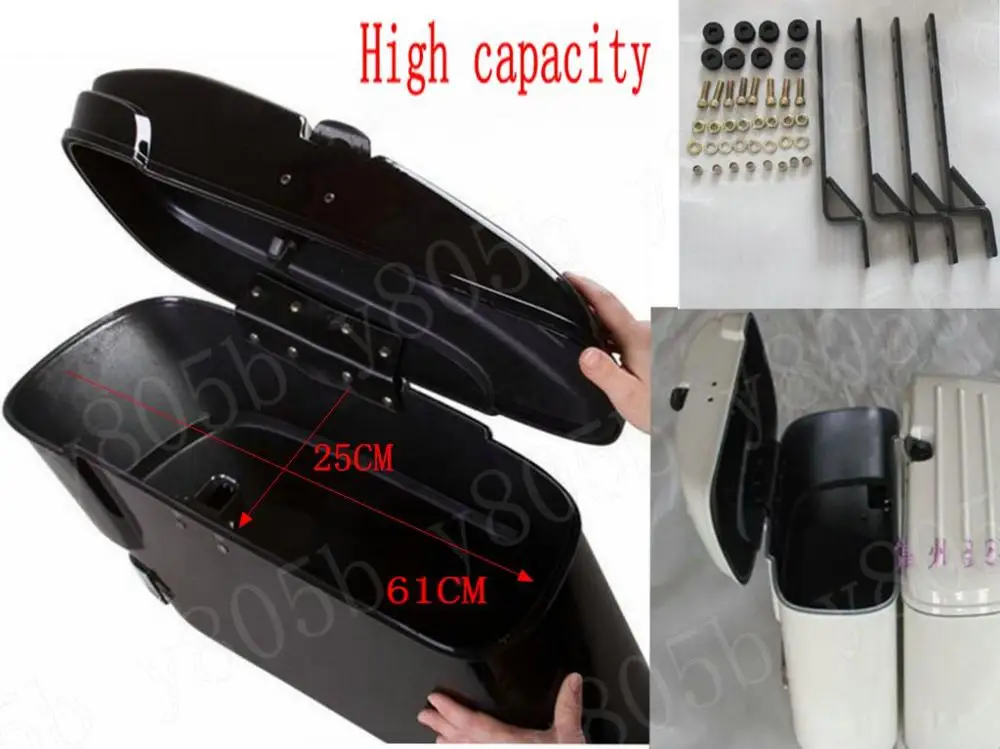 Black Hard Saddle bags Trunk Luggage w/LED Lights For Honda Shadow Spirit Sabre Aero ACE Steed VLX 400 600 1100 DLX VTX1300 1800 |