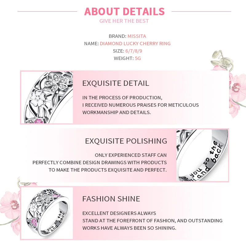MISSITA 2019 новые кольца в виде цветка вишни для женщин обручальное женское ювелирное