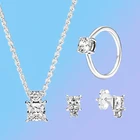 Цепочка с подвеской из серебра 2021 пробы, с круглым и квадратным камнем