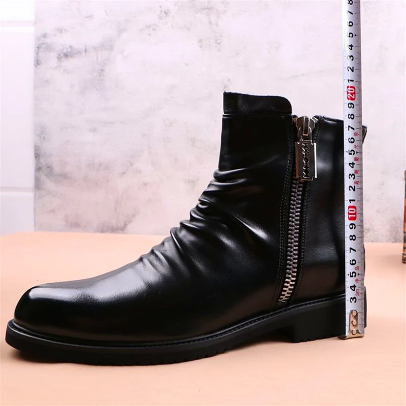 Демисезонные мужские классические ботинки челси черные модные дышащие кожаные