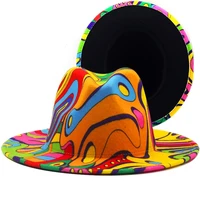 new colorful two tone wide brim style luxury women church romance tie dye fedora hat vintage jazz panama fedora hat