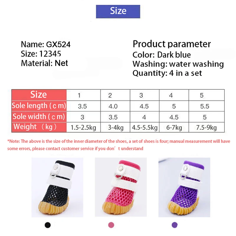 

4pcs Summer Dog Rain Shoes Cats For Small Dogs Sandal Anti-Slip Chihuahua York Teddy Breathable Mesh Pet Boots Sock