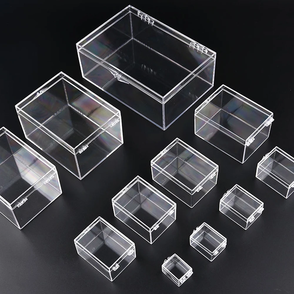 

1pcs Rectangle Clear Plastic Storage Box Display Case Craft Jewelry Beads Boxes Home Storage