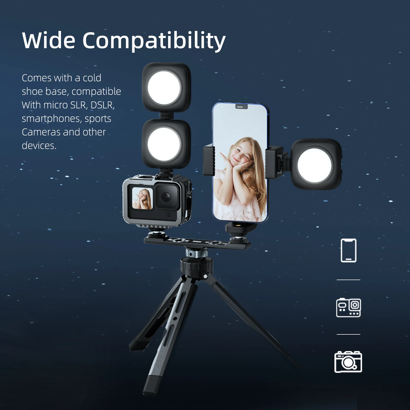 

TELESIN Mini LED Vlog Fill Light 500mAh Photography Lighting With Cold Shoe 1/4 Screw Hole For Smartphone DSLR SLR Action Camera