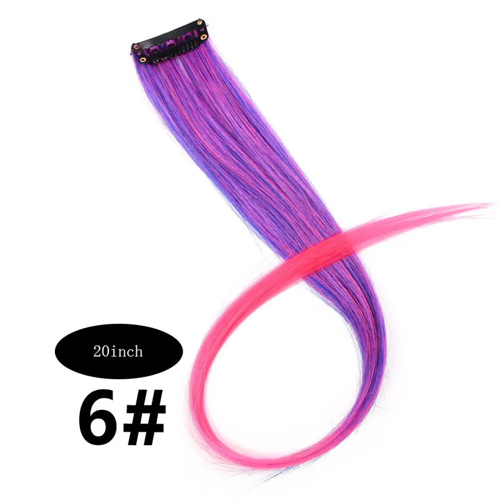 pinkred Очаровательные накладные волосы на заколках для наращивания с эффектом омбре, чистый цвет, прямые Длинные Синтетические волосы, накладные волосы на заколках, 2 тона - Цвет: pinkred