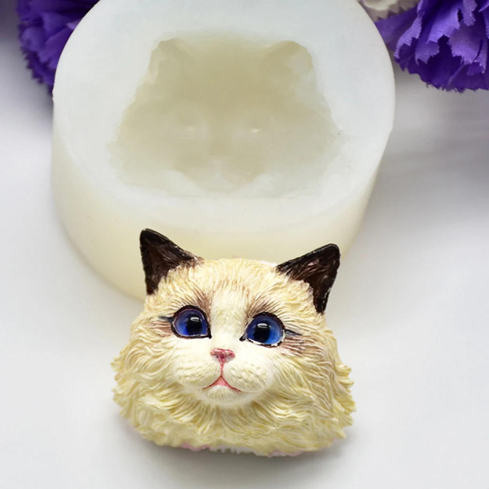 3D DIY милый Кот формы для торта украшения эпоксидная силиконовая форма глиняная