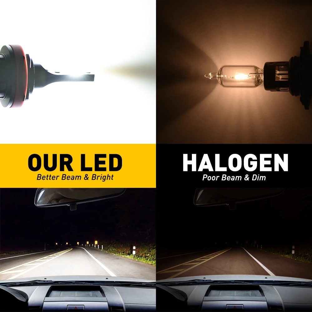 2x H11 H8 Led Canbus Автомобильная фара лампа для Ford Focus Fusion Edge Escape F-150 Transit-150 2006- мини налобный фонарь 6000K белый