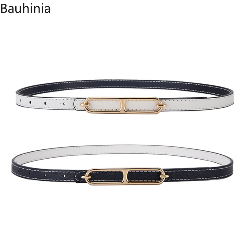 2022 New 100CM High Quality PU Simple Design Strong Ladies Belt Double-sided Usable Fashion Jeans Thin Belt