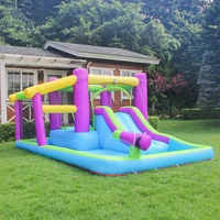 Doctor Dolphin Inflatable Summer Water Big Pool House Kids Jumper Jump Bouncy Castle Water Slide with Water Gun and CE UL Blower