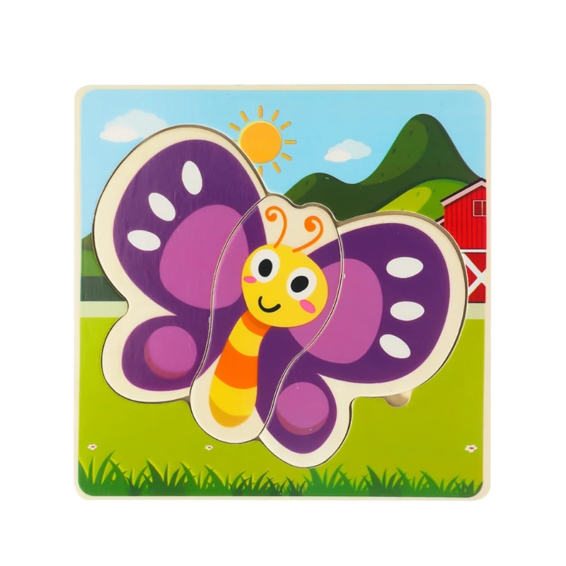 

Wooden Layered Animal Puzzle Matching Toy Tangram for Kids Early Learning & Education Party Supply Hand-Eye Coordination