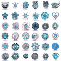 18mm snap jewelry 5pcslot alloy sky blue rhinestone snap buttons for women snap bracelet bangle necklace accessories wholesale