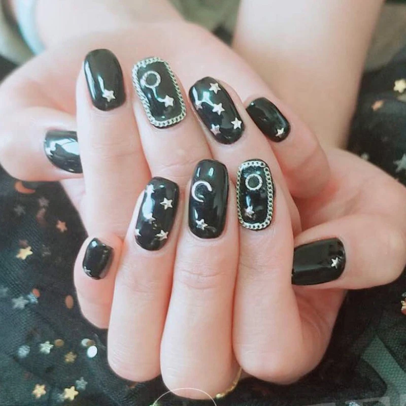 1 предмет лидер продаж модная 3D Золотой Серебряный ноготь металла 9 Стиль s цепь