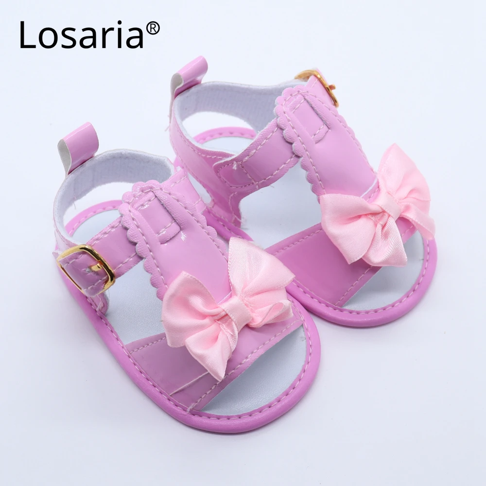 

Losaria Первые ходунки для маленьких девочек 1 год летние сандалии на мягкой подошве с бантом Милая детская обувь для девочек на плоской подошв...