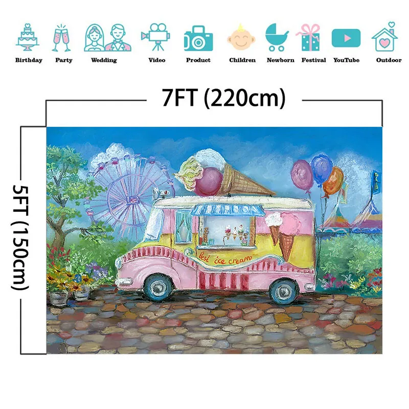 Mocsicka мороженое грузовик магазин фон для фотографии колесо обозрения воздушный