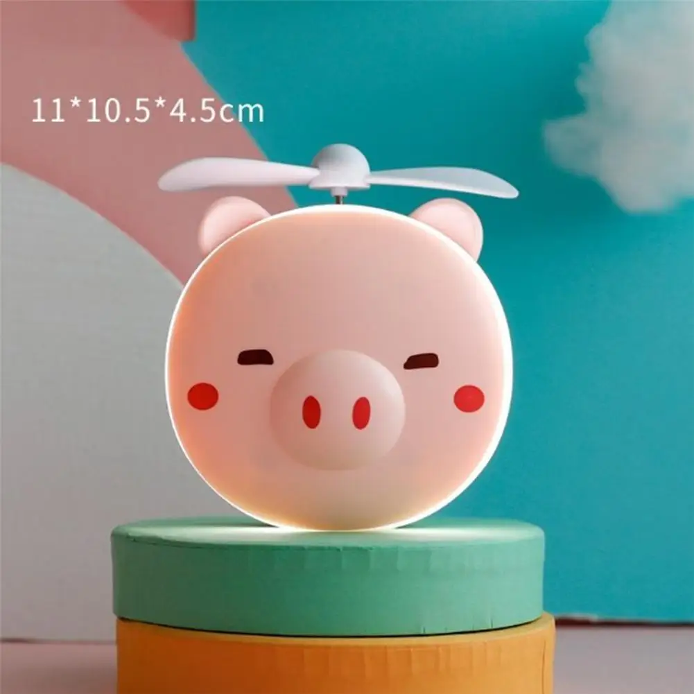 

Piggy Beauty Makeup Mirror Fan Usb Rechargeable Mini Cute Led Light Portable Mini Fans High Quality ABS Cartoon Make Up Mirrors