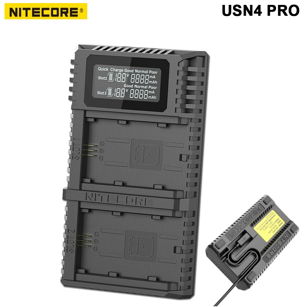 Nitecore USN4 PRO цифровой двойной слот Путешествия Камера зарядное устройство для sony NP