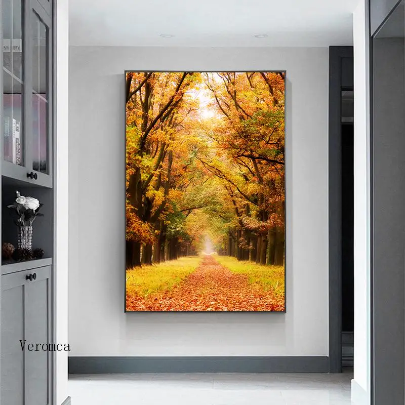 

Netherlands Yellow Maple Leaf Autumn Landscape Poster Boulevard Canvas Painting Prints Wall Art Pictures for Home Decor