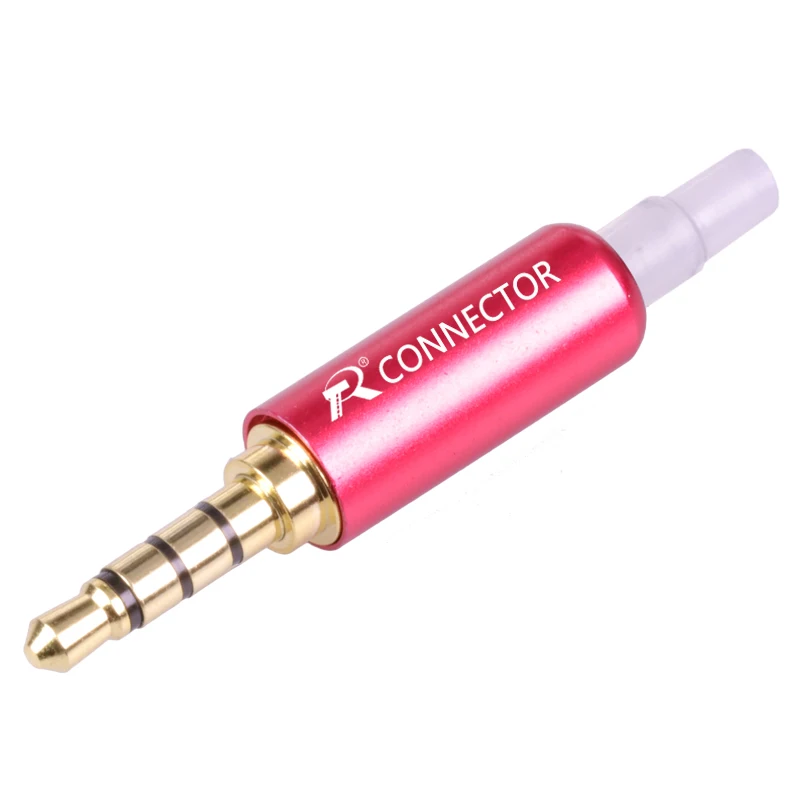 

100pcs/lot Aluminum Tube 3.5mm 4 Poles Stereo Connector with Tails Gold Plated Male Plug Audio Jack 3.5mm R Connector Wholesales