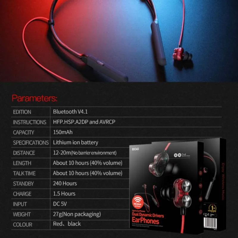 Беспроводные наушники для Bluetooth водонепроницаемые/анти пот мега бас двойные