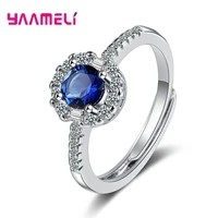 charm luxury real 925 stelring silver sapphire clear zircon fashion finger rings for women fine jewelry accessories new bijoux