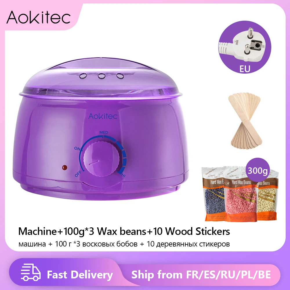 

Аппарат для удаления волос Aokitec, нагреватель воска, бобы, 10 деревянных наклеек, аппарат для удаления волос, набор для восковой депиляции
