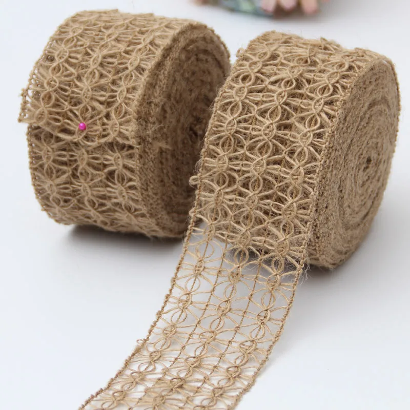 5 метров 6 см из натурального джута конопли полые Цветочная кружевная Лента ткань