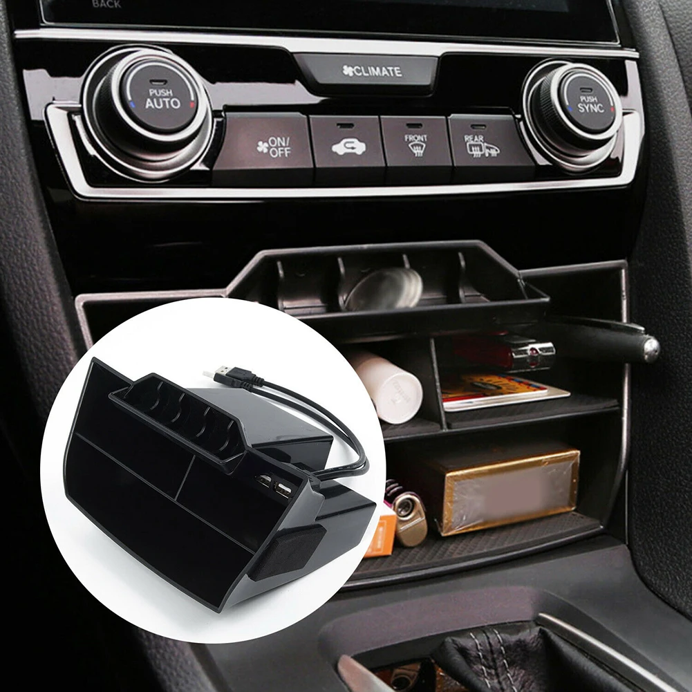 

For Honda Civic 2016-2019 Accessories Car Central Armrest Storage Box Auto Container Glove Organizer Case USB Port