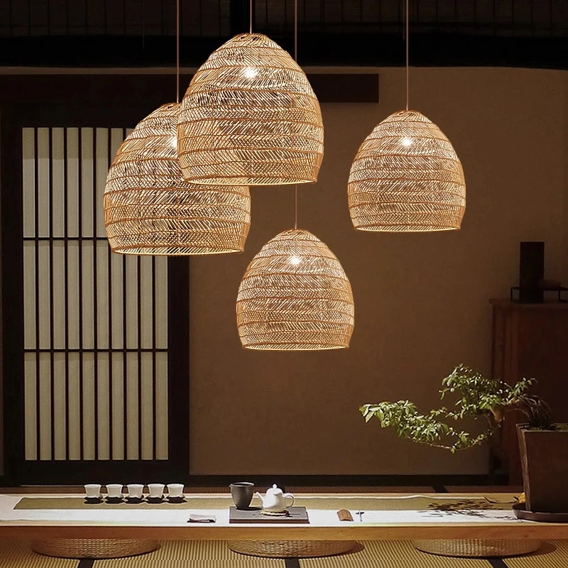 Modern Pastoral Creative Rattan Pendant Lights for Living Room Bedroom Chinese Style Hanging Lamps Home Deco LED Light Fixtures | Лампы и