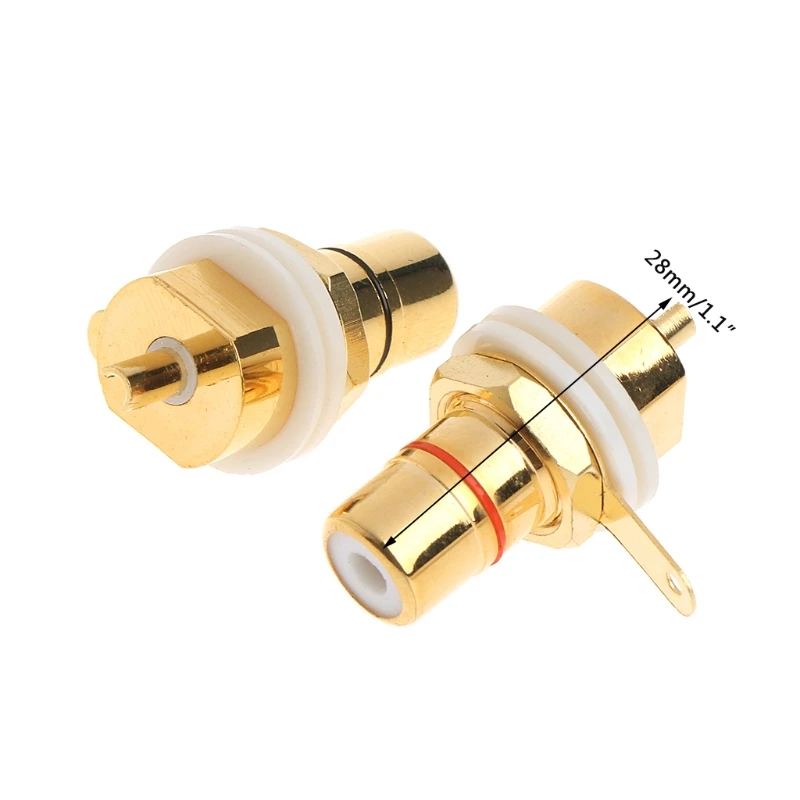 

2 Pcs Gold Plated Copper RCA Female Phono Jack Panel Mount Chassis Connector