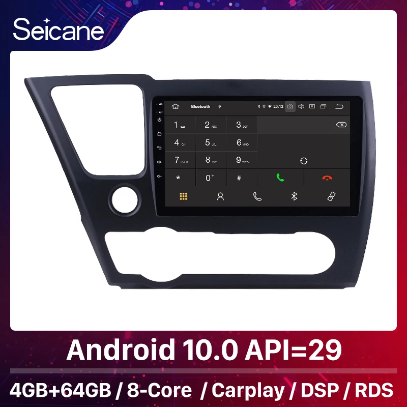 

Seicane 9 inch 4+64G Android 10.0 for 2014 2015 2016 2017 Honda Civic Car Stereo GPS Navigation Radio Player Mirror link 4G WIFI