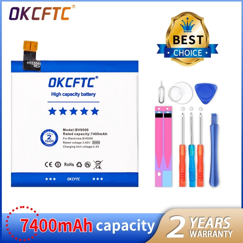 

OKCFTC Original Battery For Blackview BV6000 BV6000S 7400mAh Phone Latest Production+Home Delivery