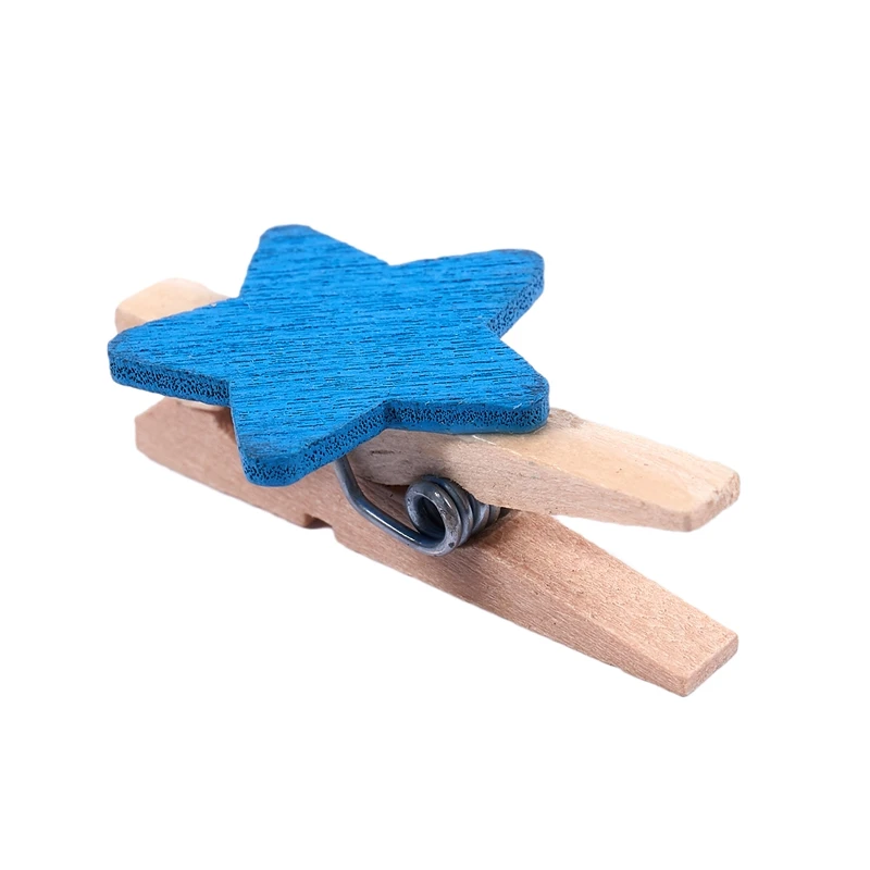 

Card Photo Clothespin Pegs Star Crafts Mini Wooden Clip 50pcs Blue