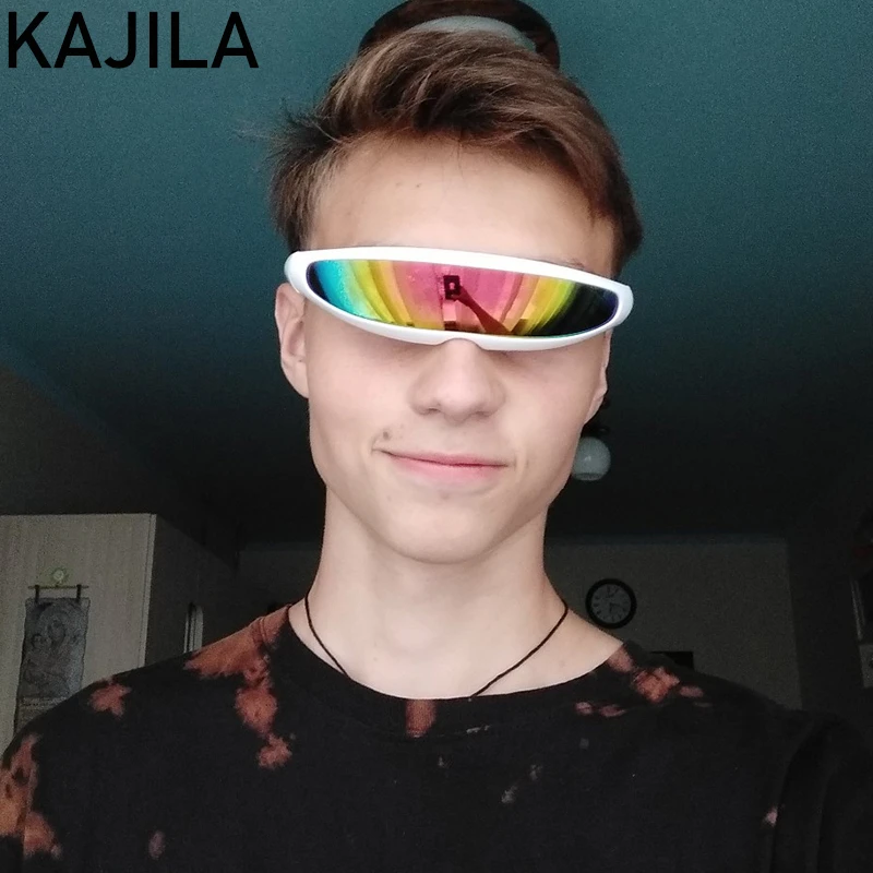 

Rectangle X-Men Sunglasses 2020 Fashion Laser Glasses Space Robot One Piece Traveling Windproof Sun Glasses For Women Goggle