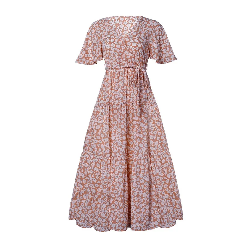 Платье женское длинное в горошек элегантный винтажный пляжный Сарафан Макси