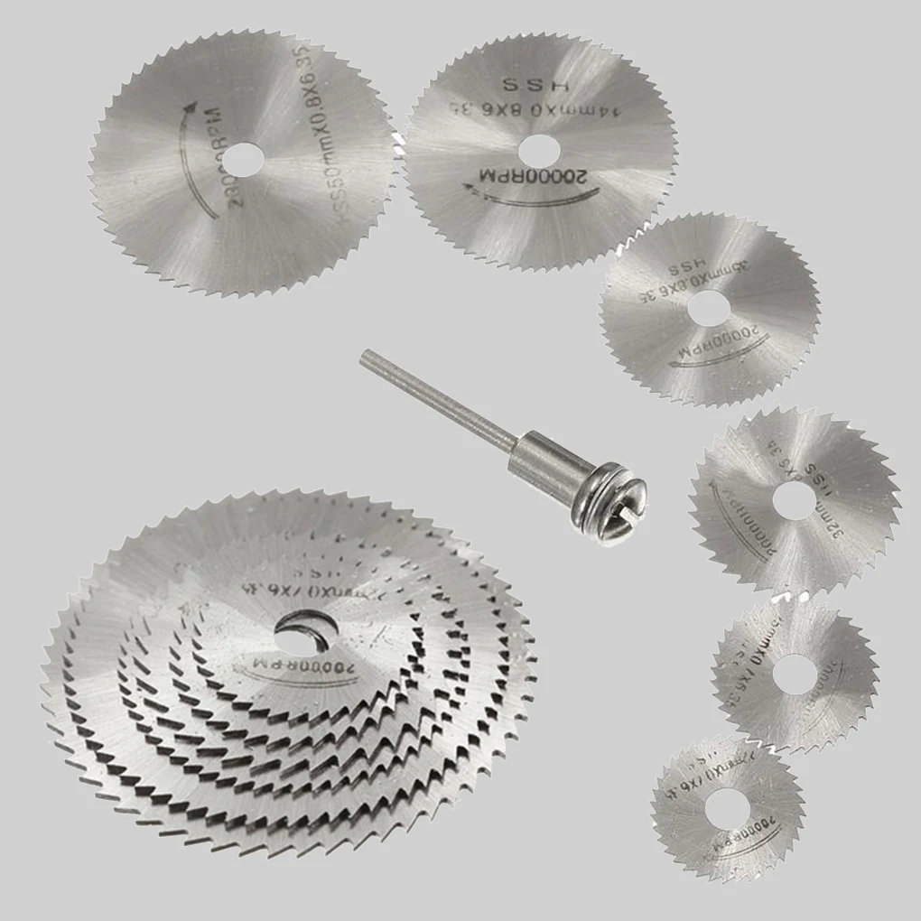 

7Pcs/set Mini HSS High Speed Steel Saw Disc Wheel Circular Cutting Blades Mandrels Drills Rotary Tools Black