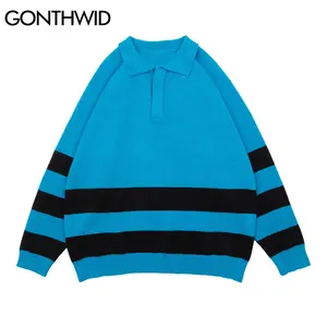 GONTHWID вязаные Полосатые свитера уличная одежда хип-хоп Харадзюку для мужчин женщин мужчин хипстерские повседневные Пуловеры трикотажные топы вязаная верхняя одежда