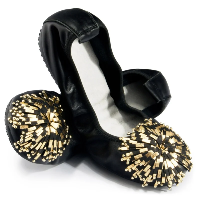 Женские балетки из натуральной кожи с кисточками | Обувь