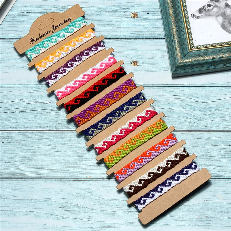 

Vintage Hand Weave Braided Boho Bracelets for Women Summer Beach Shell Cotton Rope String Ethnic Woven Yoga Bracelets Jewelry