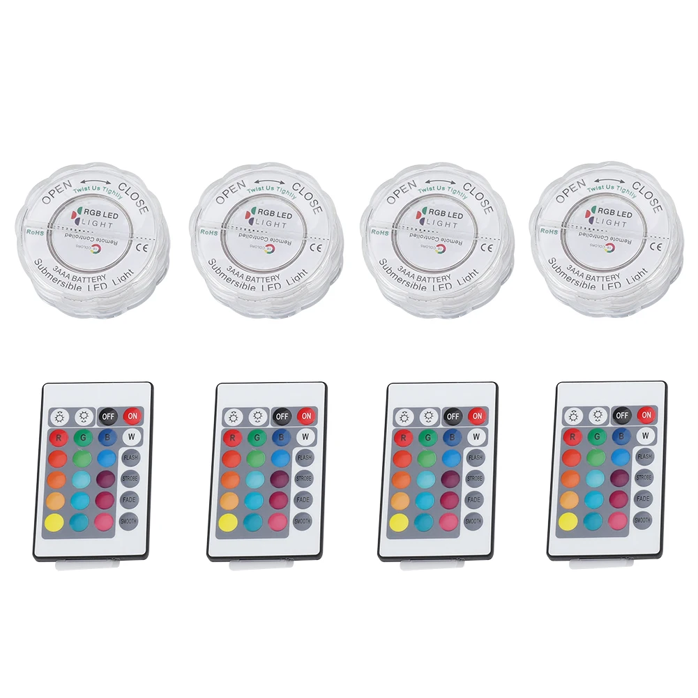 

Brand New 4pcs/Set Waterproof Multipurpose Remote Controls LED RGB Lights Underwater Lamps Suitable For Wedding Party Vase Decor