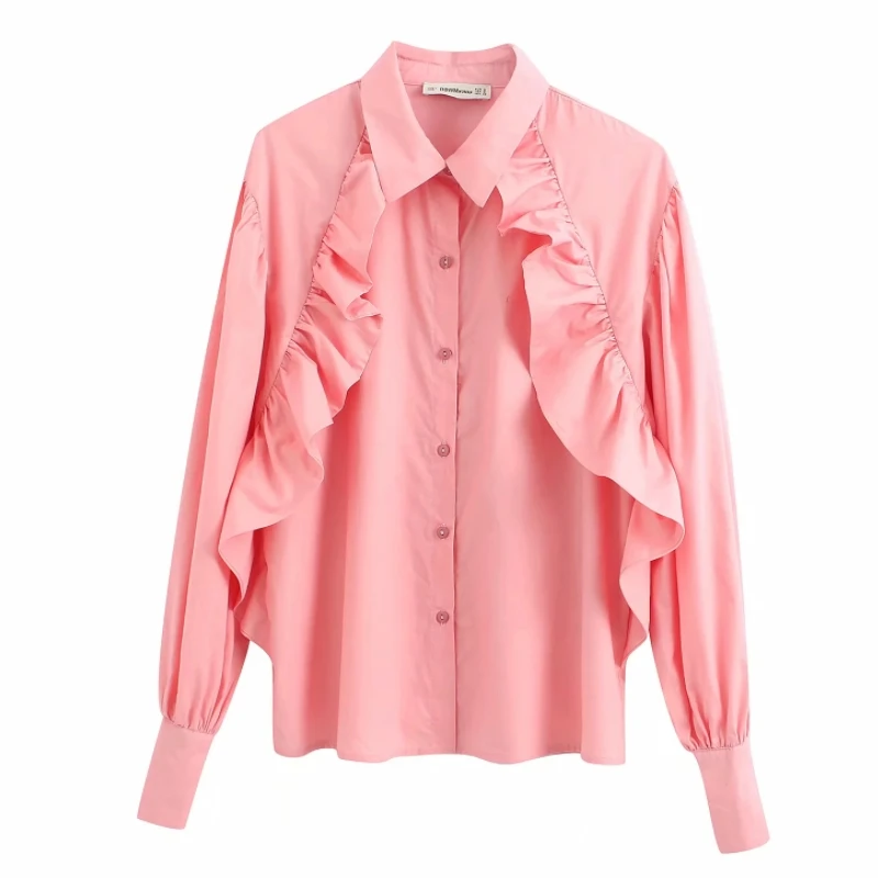 Женская Элегантная блузка с каскадными оборками Повседневная Деловая длинным