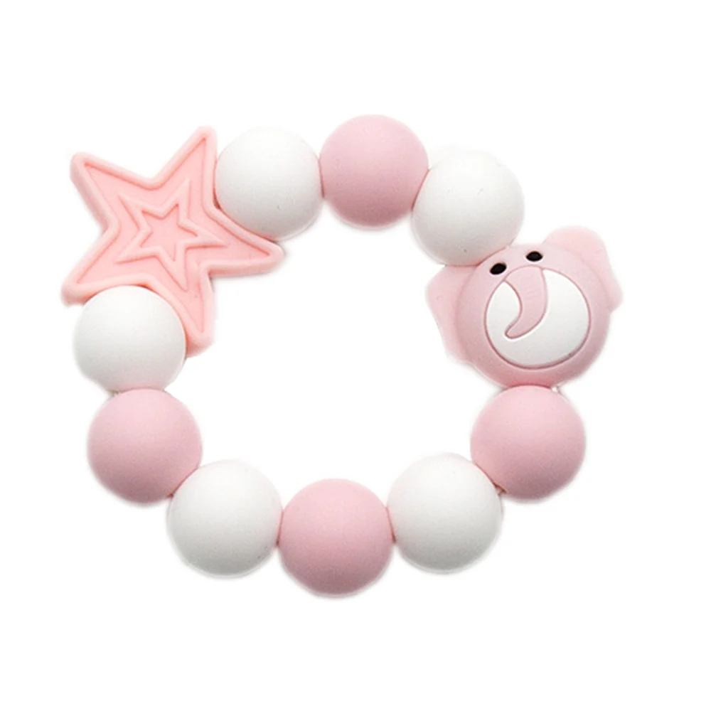 Cute-Idea 1set Star Elephant Cartoon Animal Pacifier Chain Silicone Baby Teether Chewable Teething H