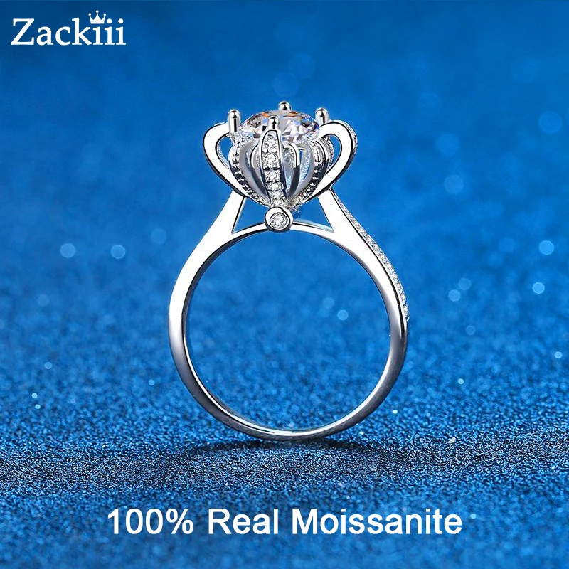 

Real Moissanite Corolla Engagement Ring Women 14K White Gold Plated Sterling Silver Diamond Rings Wedding Band Bridal Jewelry