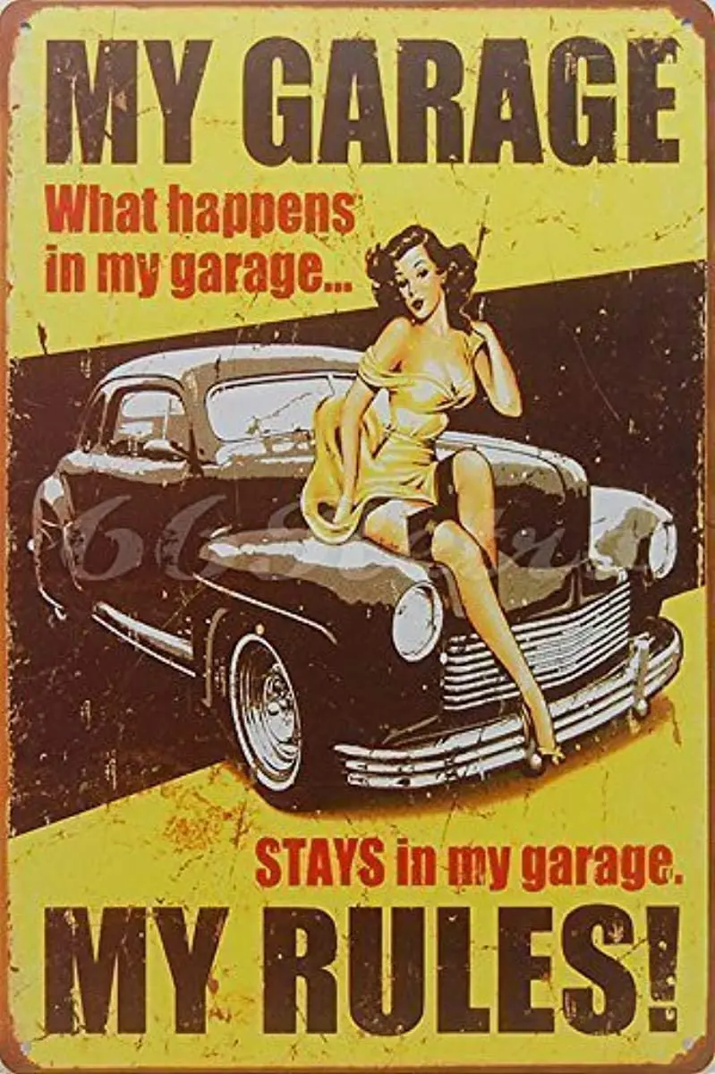 

My Garage My Rules Pin Up Girl Retro Vintage Tin Sign 8" X 12"inch (Color-3)